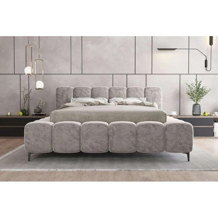 99rooms Cozy Polsterbett 160x200 cm Chenille APHRODITE Asche – Bild 2