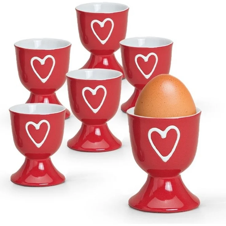 matches21 HOME & HOBBY Eierbecher, (6-tlg), Runde Keramik Ei-Halter als lustige Frühstücks-Eier Tisch-Deko – Bild 4