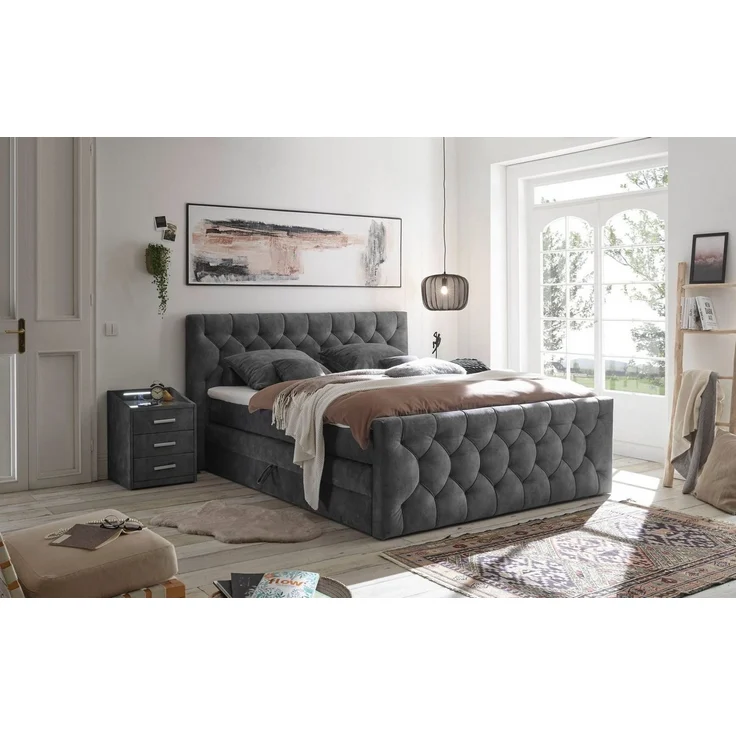 ED EXCITING DESIGN Boxspringbett "Cashfield", inkl. zwei Bettkästen & Topper, erhältlich in den Größen 160x200cm und 180x200cm – Bild 1