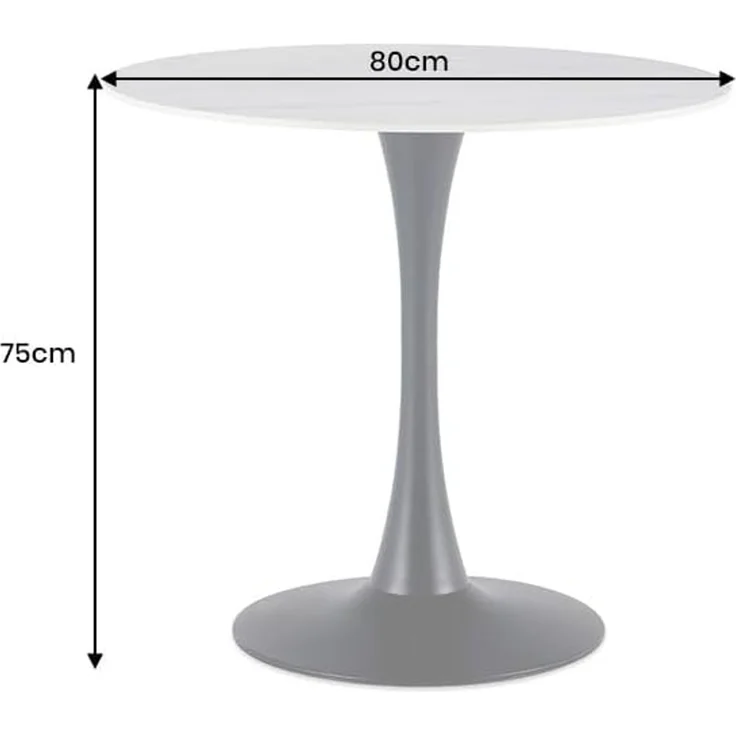 riess-ambiente Esstisch LYON 80cm weiß/schwarz - Keramik, Säulenfuß, zeitlos, kompakt, rund (Einzelartikel, 1-St), Eleganter Bistrotisch - idealer Mittelpunkt für Küche oder Wohnzimmer – Bild 3