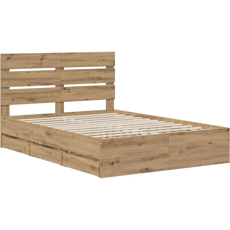 vidaXL Bed Frame with Storage and Headboard Artisan Oak 160 x 200 cm 3445810 – Bild 3