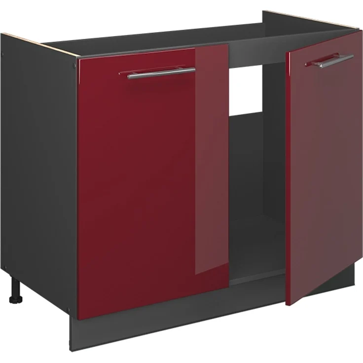 Spülenunterschrank Fame-Line Bordeaux Hochglanz/Anthrazit 100 cm, AP Marmor Vicco – Bild 6