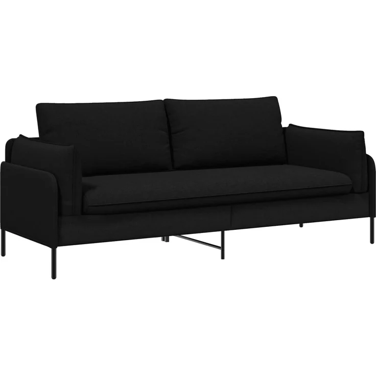 vidaXL 3-Sitzer-Sofa Schwarz 222 x 81 x 89 cm Stoff 42048631 – Bild 2