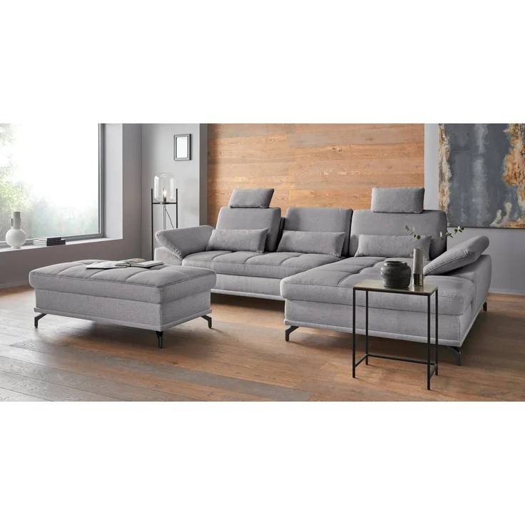 Places of Style Ecksofa Costello L-Form, mit Sitztiefenverstellung, Armteilverstellung und, 3 Nierenkissen, optional Bettfunktion und Bettkasten – Bild 5