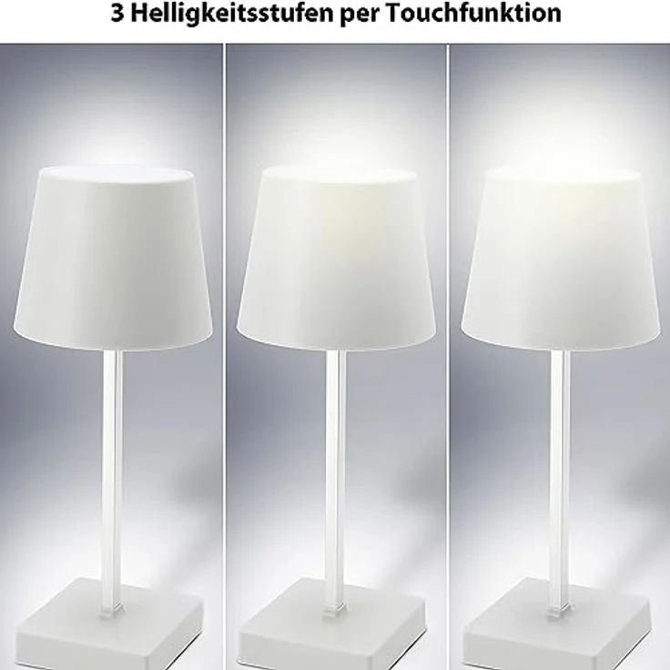 HAC24 2er Set Tischleuchte, Touchfunktion, Warmweiß, USB Aufladbar, Dimmbar, Weiß – Bild 5