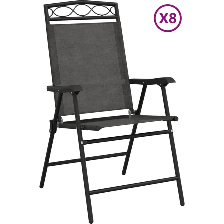vidaXL Klappbare Gartenstühle 8 Stk. Graumeliert Stahl und Textilene 3157294 – Bild 1