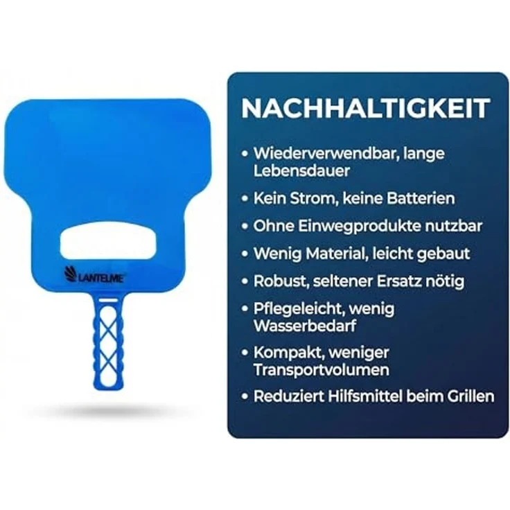Lantelme Grillbesteck-Set Grillwedel 3 Stück Set Grillfächer für Holzkohle anzünden beim Grillen, (3 tlg, Kunstoff Grillanzünder Set in Blau als Grill Zubehör), Grillzubehör 30x20cm leicht und robust – Bild 6
