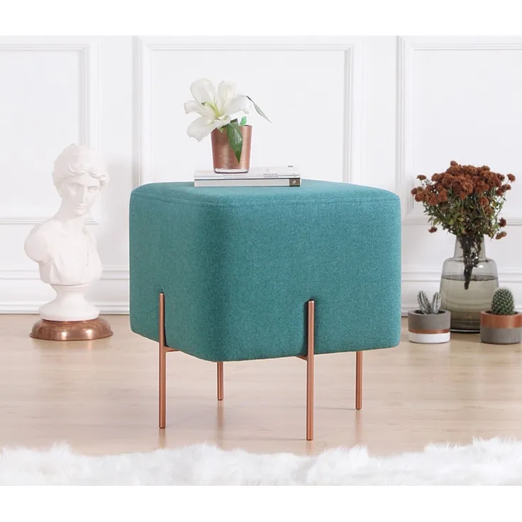 Hanah Home 'Copper 57 - Green' Pouffe, Hellgrün, 40 x 42 x 40 cm