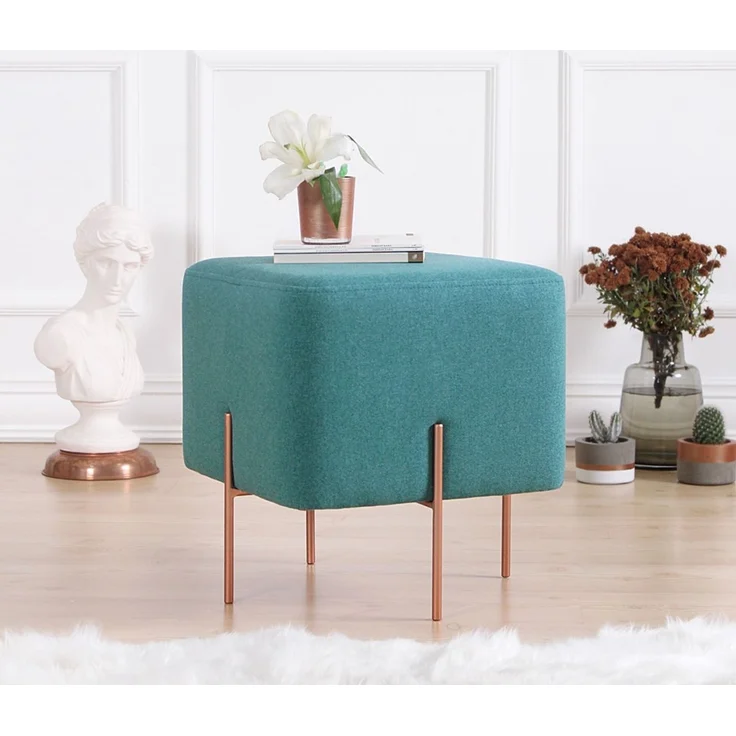 Hanah Home 'Copper 57 - Green' Pouffe, Hellgrün, 40 x 42 x 40 cm – Bild 1