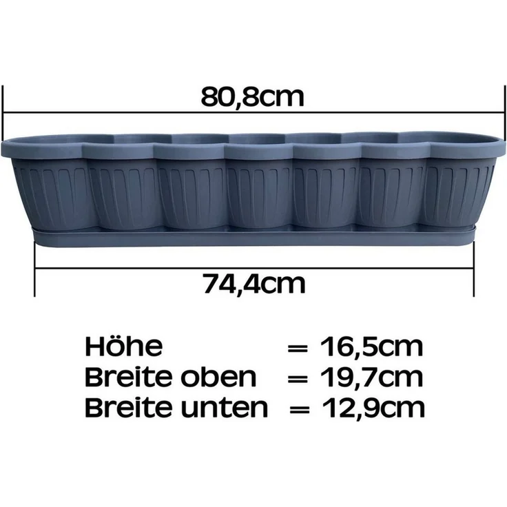 BURI Blumenkasten 1er Set 80cm Blumenkasten Pflanzkasten Anthrazit mit Bewässerung – Bild 3