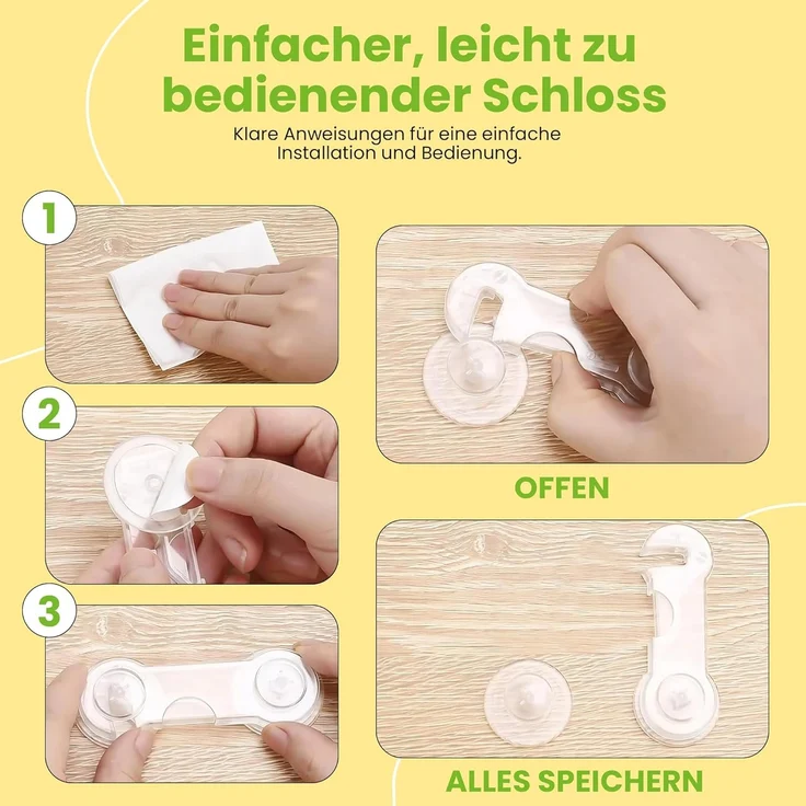 10 Stk. Offgridtec Türsicherung für Baby Schubladensicherung Kindersicherung Türriegel Transparent – Bild 4