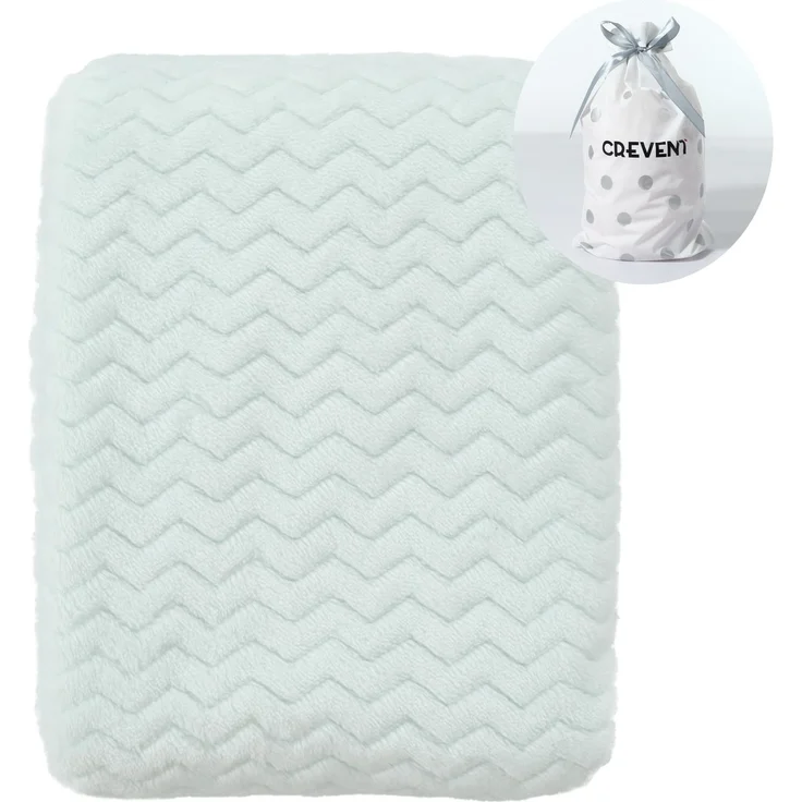CREVENT 75X100cm Leichte, gemütliche, Flauschige, warme Fleece-Kinderwagendecke für Mädchen, Kleinkind, Kinderbett, Kinderwagen (Wave Avocado Green) – Bild 1