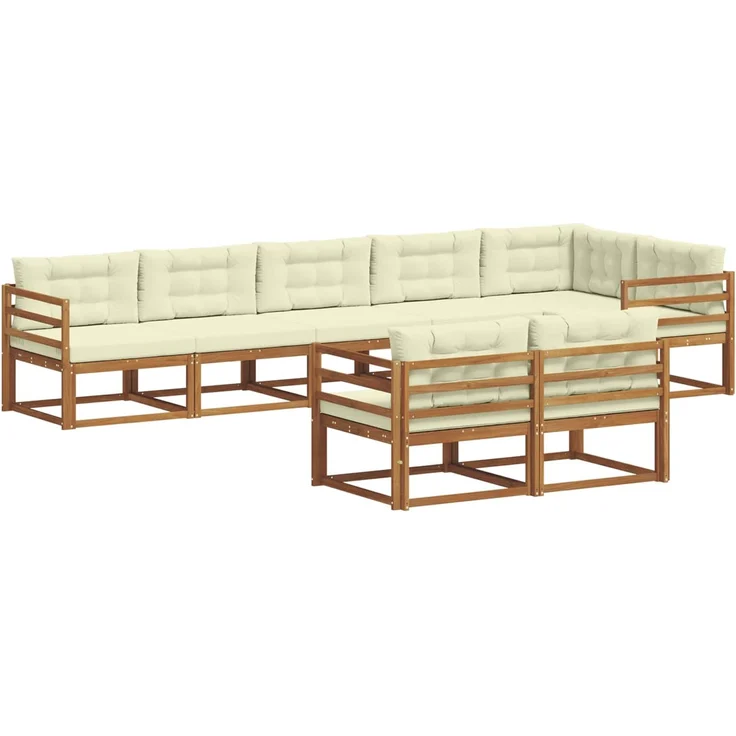 vidaXL Outdoor-Sofagarnitur 8 stk. 8-Sitzer Natur und Creme 3367738 – Bild 2