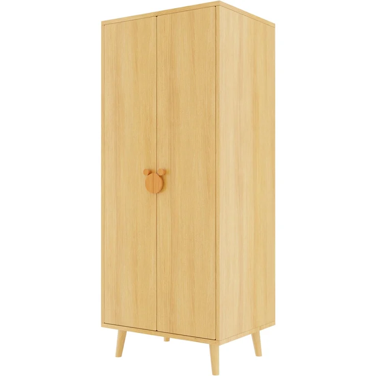 Kleiderschrank 70x55x170 cm mit Doppeltüren, Stauraum und erhöhten Füßen, Holzfarbe – Bild 3