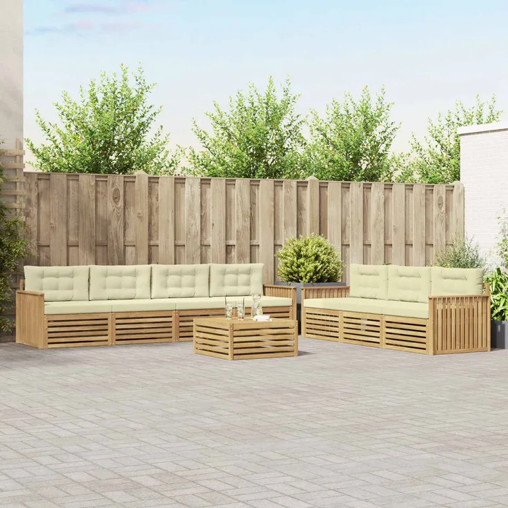 vidaXL Outdoor-Sofagarnitur 8 stk. 7-Sitzer Weiß und Creme 3390160