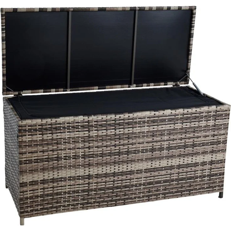 Polyrattan Auflagenbox Kissenbox Gartenbox 114 cm Aufbewahrungsbox Beige-Braun – Bild 8