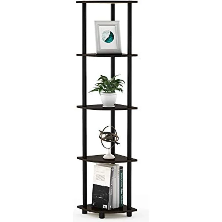 Furinno 5-Tier-Ecke Mehrzweck-Display Regale, Braun – Bild 2