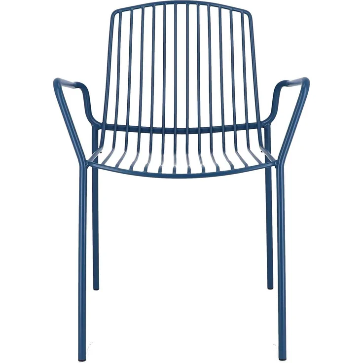 Mori Outdoor Stuhl aus Stahl blau mit Armlehnen – Bild 5