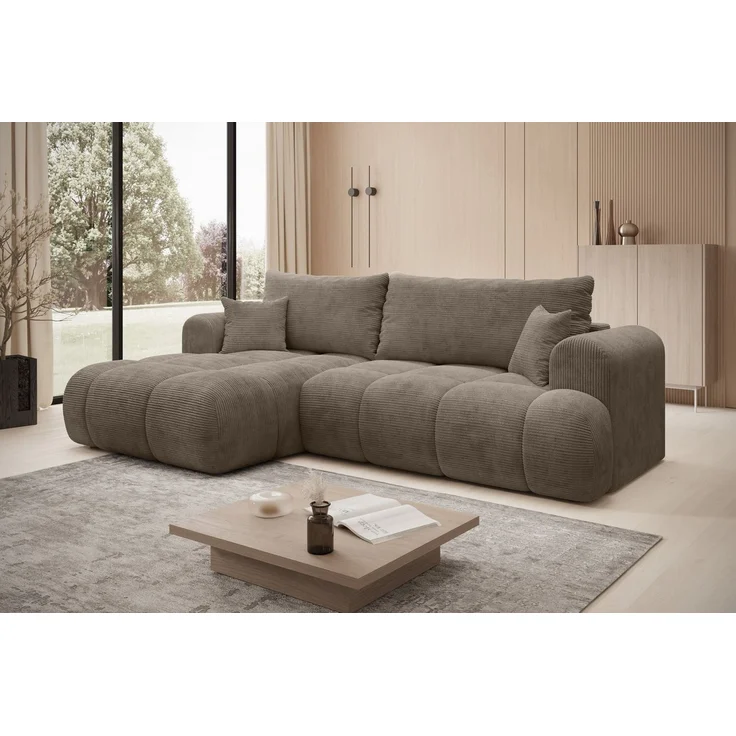 thematys Ecksofa TREVIO 260 x 165 cm, mit Schlaffunktion, mit Bettkasten, Dunkel Beige (Poso 03), Ausrichtung links – Bild 2