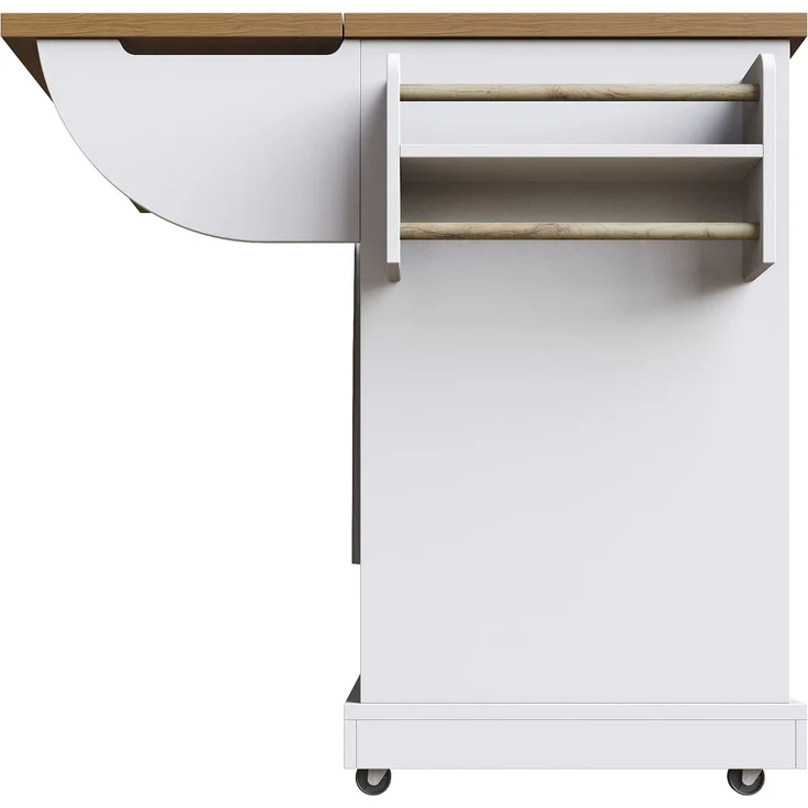 Servierwagen aus MDF mit Klappfunktion & Stauraum, 147x44/70x93 cm, Weiß – Bild 4
