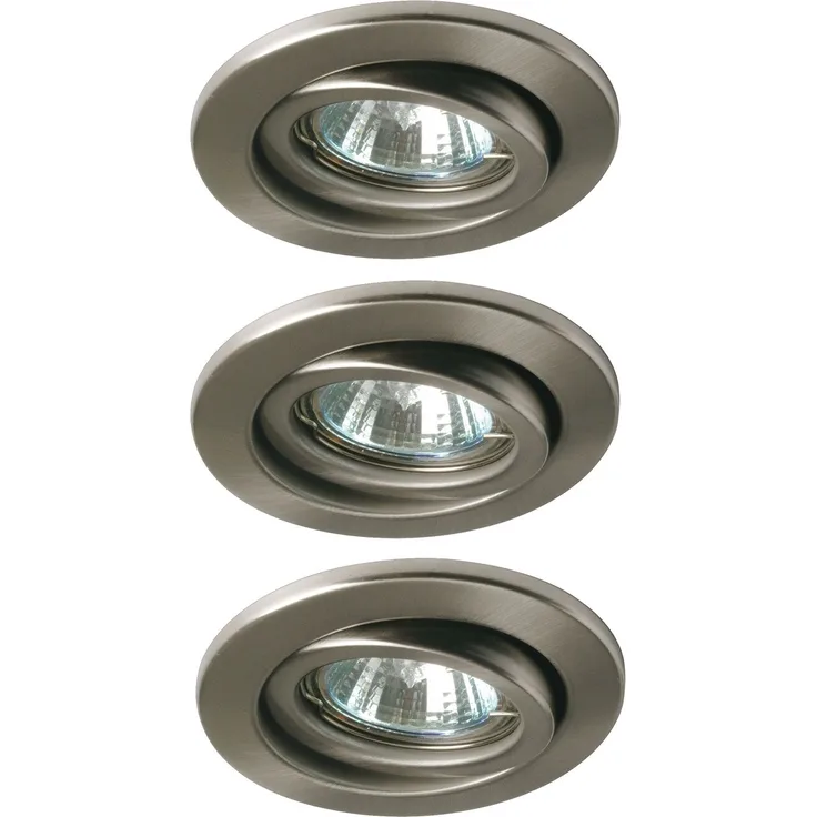 Nice Price Basic Einbauleuchten Set schwenkbar 3x20W 60VA 230/12V GU5,3 51mm Eisen gebürstet/Metall2850