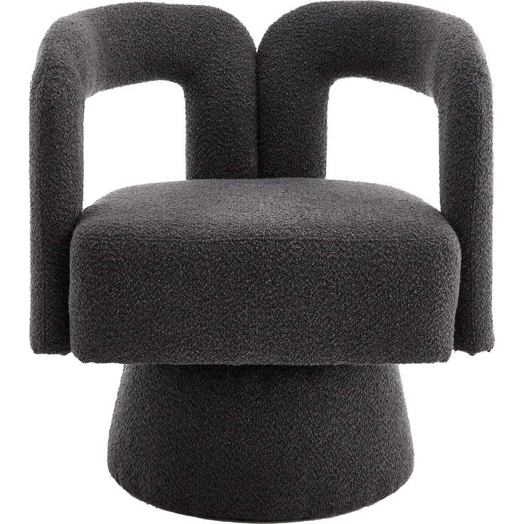 LVHOM Polsterstuhl 360° drehbar, Drehsessel Bouclé-Stoff, Loungesessel mit Armlehnen, Armlehnenstuhl Relaxsessel, Dunkelgrau – Bild 10