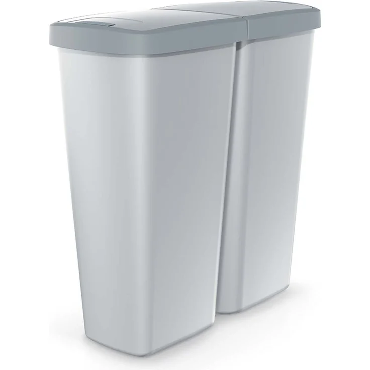 KEDEN® Mülleimer Küche 50L 2 Fächer mit Deckel Grau Anthrazit – Bild 1