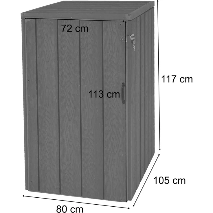 XL 1er-/2er-WPC-Mülltonnenverkleidung HWC-J28, Premium Mülltonnenbox, Metall Holzoptik, erweiterbar ~ grau – Bild 4