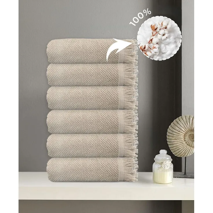 Mijolnir 'Jelena - Beige' Handtuchset (6-teilig), Beige, 50 x 90 cm