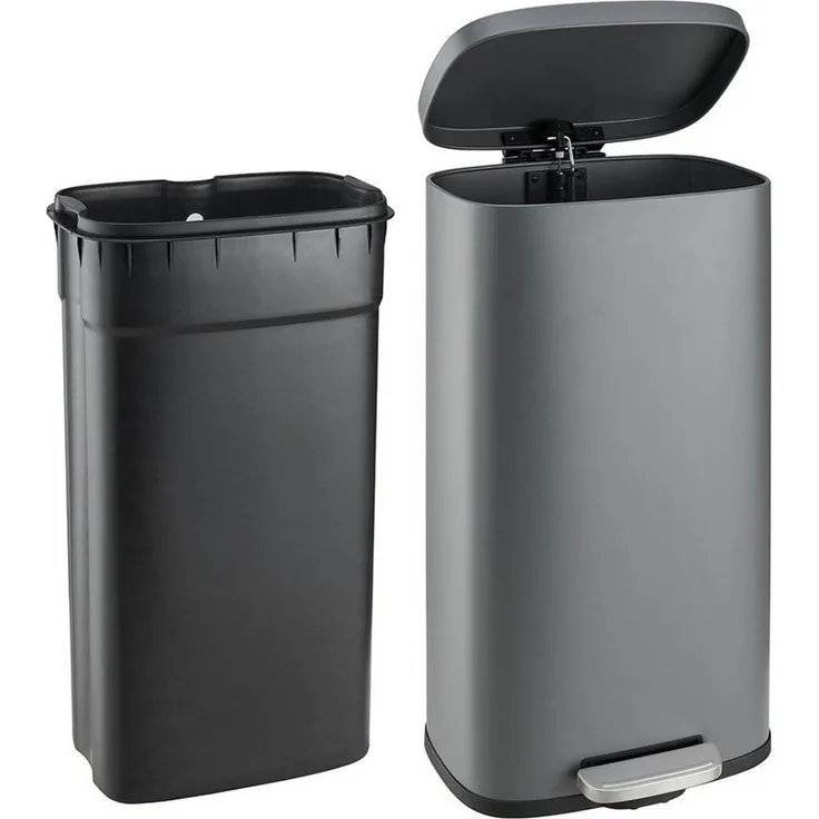 SVITA TQ30 Mülleimer grau 30L Treteimer Abfallbehälter Softclose Deckel