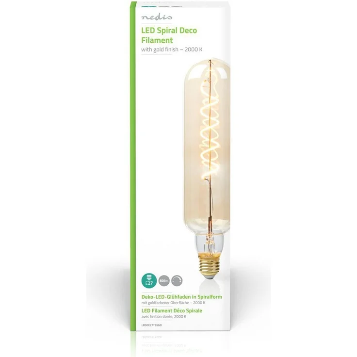 LED-Filament-Lampe E27 | T65 | 8.5 W | 600 lm | 2000 K | Dimmbar | Mit Gold Finish | Retro Style | 1 Stück – Bild 4