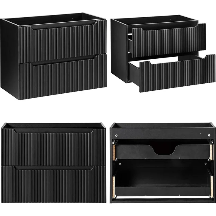 Waschtisch-Unterschrank 120cm, in schwarz mit Eiche, NEWPORT-56-BLACK – Bild 4