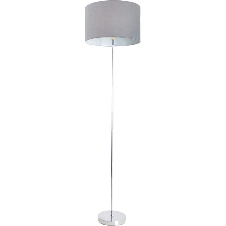Stehlampe Wohnzimmer Textil Schirm Stehleuchte Schlafzimmer Stoff Grau 2051216