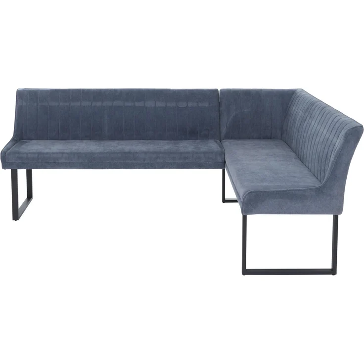 Eckbank HWC-O82, Esszimmerbank Bank, Öko-Tex (310g/m²) Chenille Stoff/Textil Metall 210x159 cm ~ blau – Bild 8