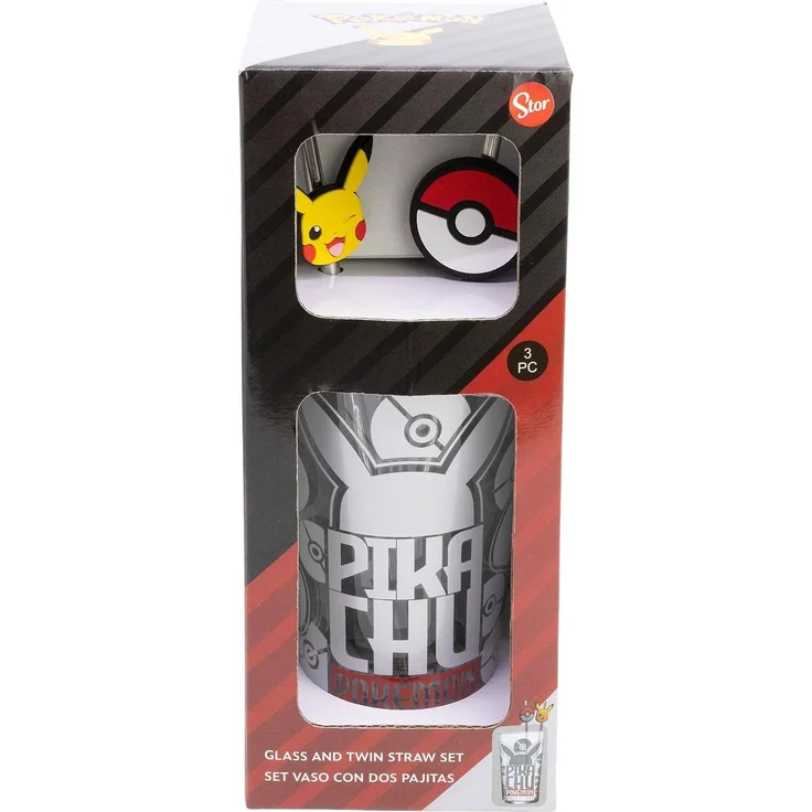 Pokemon Glas 480 ml mit 2 Edelstahl Trinkhalmen – Bild 2