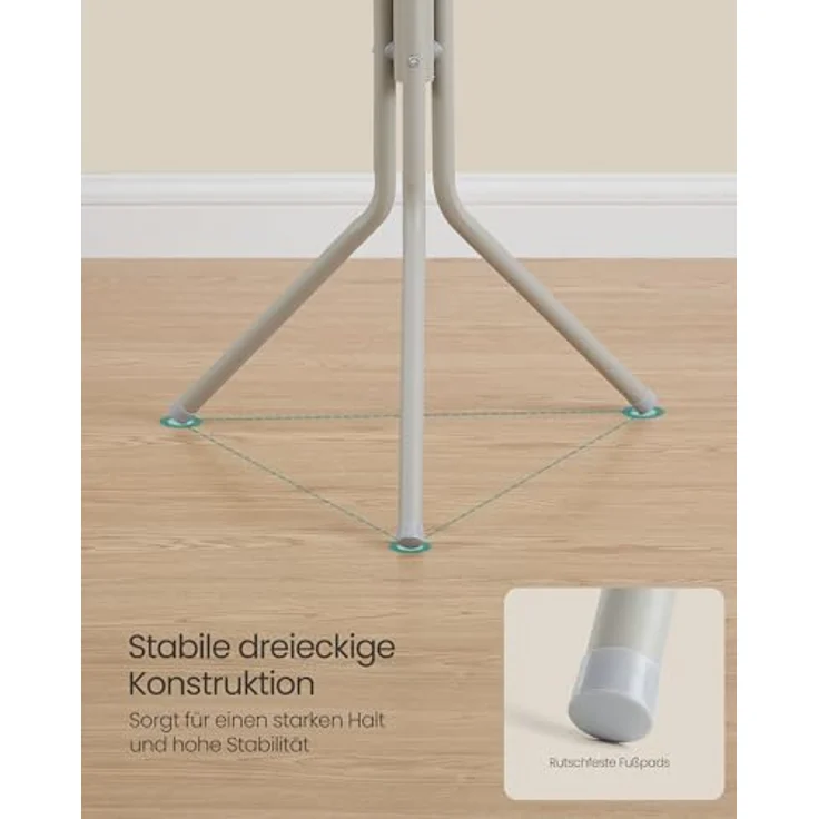 SONGMICS Garderobenständer aus Metall, stabiler Kleiderständer, Garderobe, für Kleidung, Taschen und Hüte, Höhe 182 cm, mit 12 Haken, cappuccinobeige RCR019K01 – Bild 6