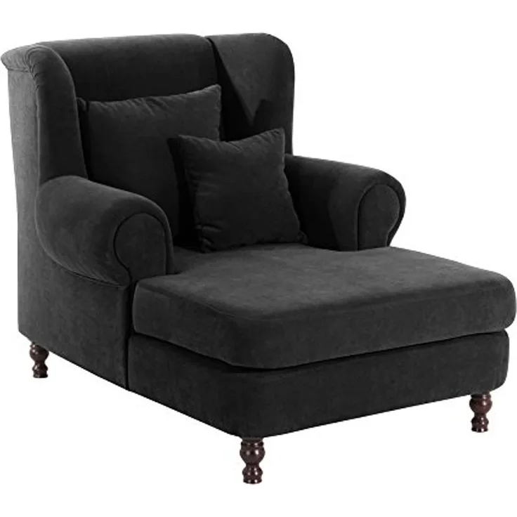 Big-Sessel inkl. 2x Zierkissen 55x55 cm + 40x40 cm MAREILLE-23 Veloursstoff Farbe schwarz Sitzhärte mittel