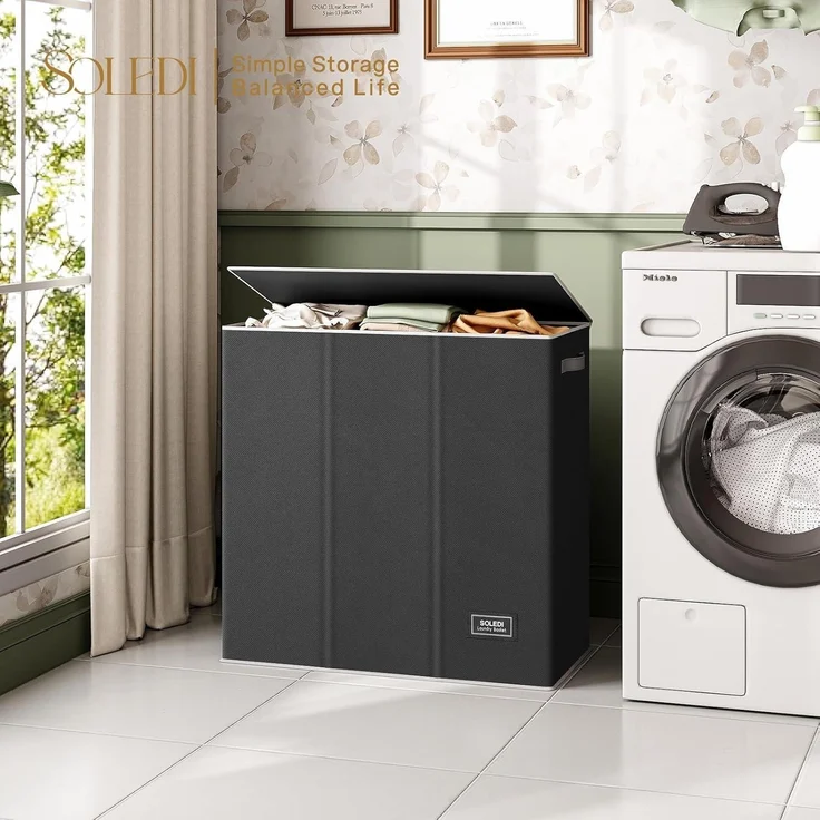 SOLEDI 160L Wäschekorb XXL mit Deckel und 3 Wäschesack – Bild 3