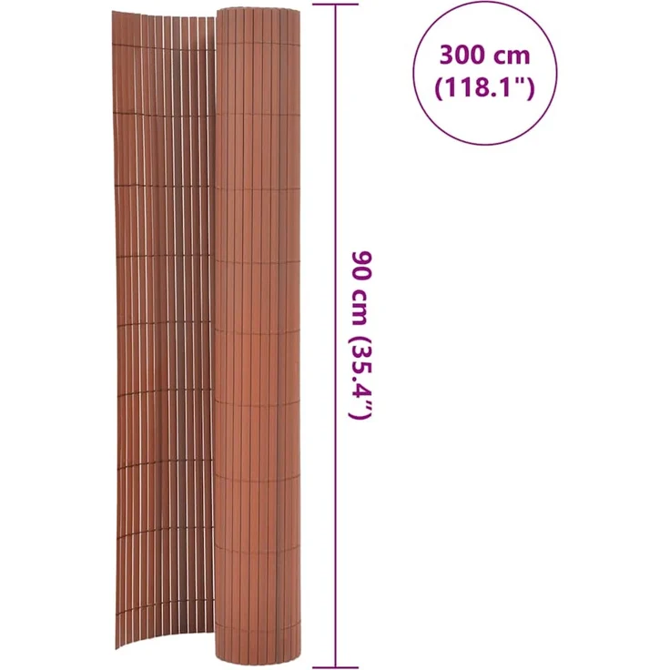 vidaXL Gartenzaun Doppelseitig PVC 90 x 300 cm Braun 43625 – Bild 6