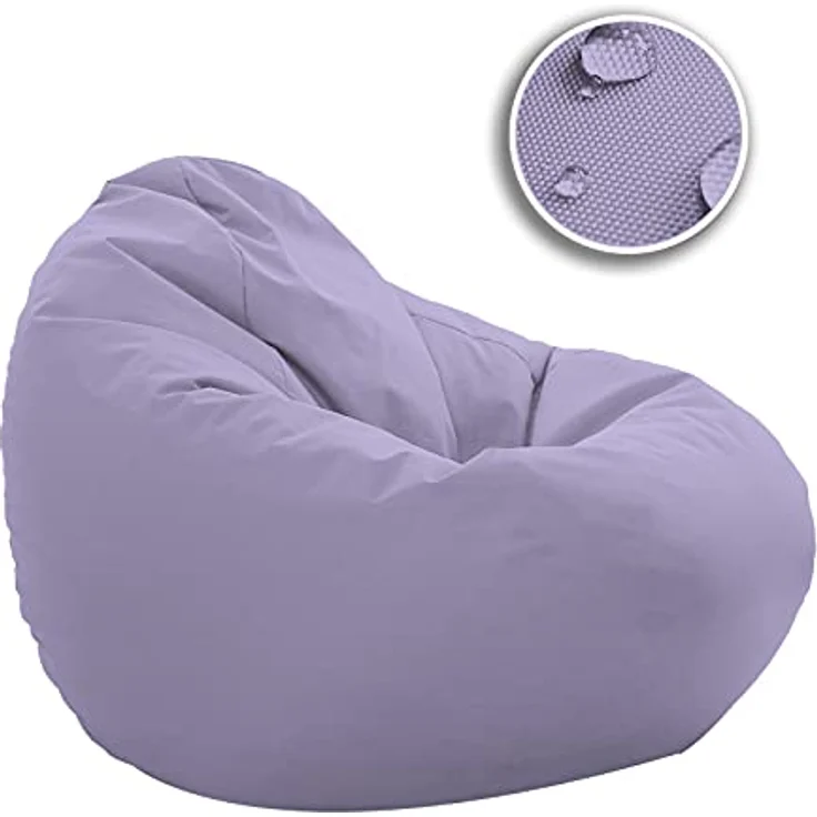 HomeIdeal - Sitzsack XXL Bodenkissen für Erwachsene & Kinder - Geeignet für Gaming oder Entspannen - Indoor wie Outdoor da er Wasserfest ist - mit EPS Perlen, Farbe:Flieder, Größe:XXL – Bild 4