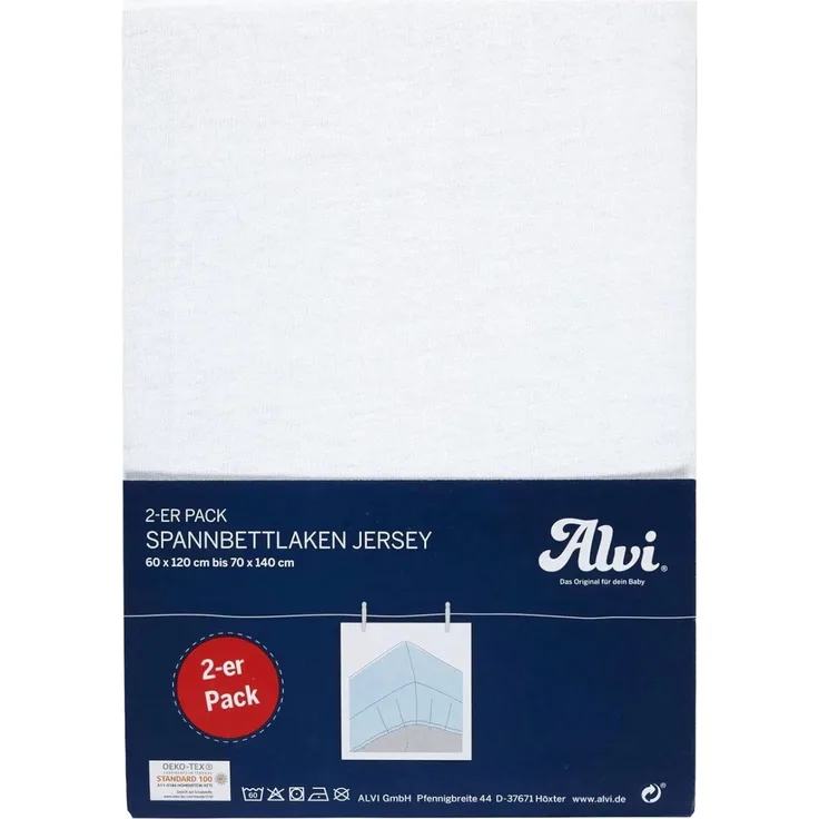 Alvi Spannbettlaken Jersey 2er Pack 70x140, weiß/weiß