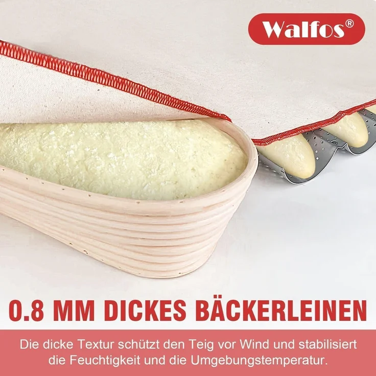 Walfos Profi Gärtuch Brot Backen Leinentuch Teig Gärung Baguette 75x45 cm 2er – Bild 2