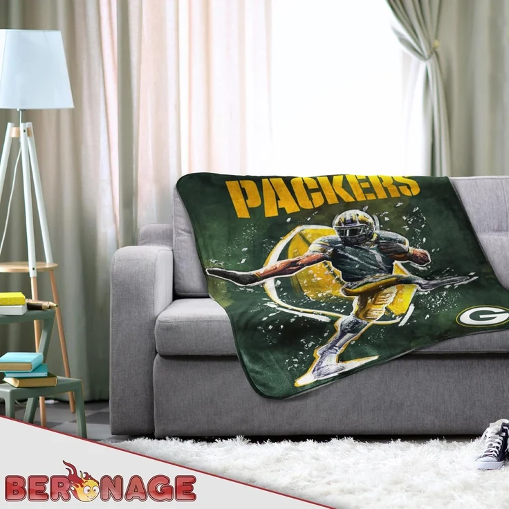 Wohndecke NFL Green Bay Packers Decke 150x200 cm Wellsoft Kuscheldecke Wohndecke, BERONAGE, passend zur Bettwäsche, ideal für Sofa, Couch, Bett, Auto, Camping – Bild 5