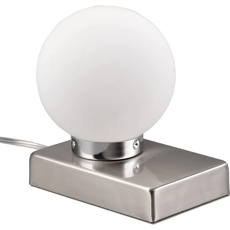Tischlampe DAVI II mit Glaskugel & Touchfunktion, Fuß Silber, Höhe 15cm