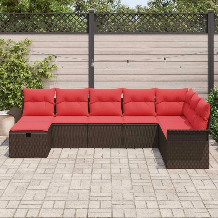 vidaXL Gartensofa-set mit Kissen mit Speicher 8 pcs Poly Rattan 3360265 – Bild 3