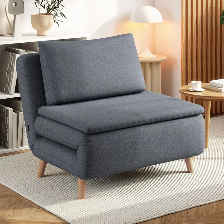 MELAYR, 3-in-1 Schlafsessel mit Bett-Funktion, Liegesessel, verstellbare Rückenlehne, 95 x 90 x 80 cm, Grau – Bild 4