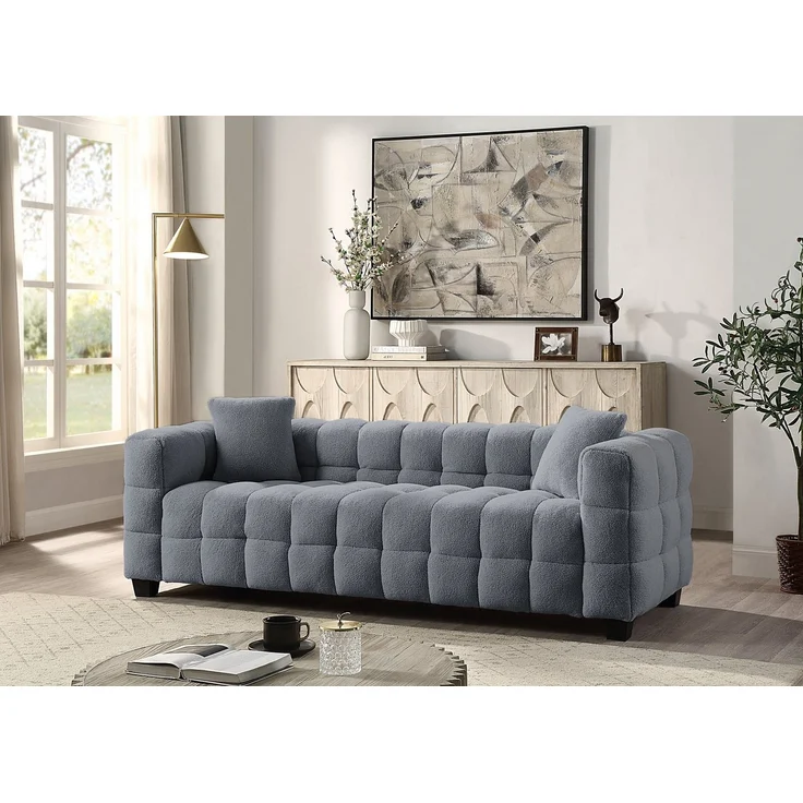ATLANTIC home collection 3-Sitzer STELLA, inkl. 2 Zierkissen und mit modernem Teddy Stoff – Bild 5