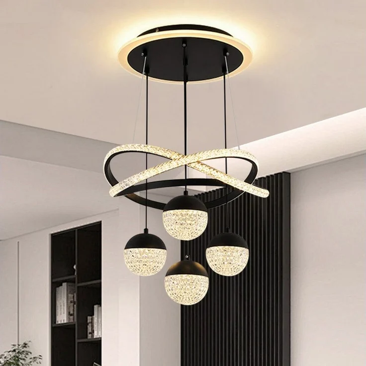JDONG Pendelleuchte Dimmbar mit Fernbedienung 54W LED Pendellampe, 100CM Höhenverstellbar, Kronleuchter Kristall, Für Wohnzimmer Schlafzimmer Arbeitszimmer Büro Esszimmer – Bild 1
