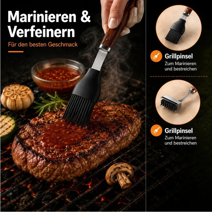 ibettertec Grillbesteck-Set 11-teiliges Grill Zubehör BBQ Grillbesteck Set aus Edelstahl, (hochwertiges Grillutensilien Set mit Grillkoffer, hitzebeständige, Grillwerkzeuge mit Grillspachtel für Garten und Camping), Geschenk zum Geburtstag für Männer u... – Bild 4