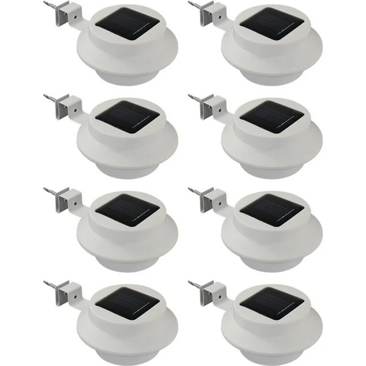 HAC24 LED Dachrinnenleuchte 8x Dachrinnenlampe Dachrinnen Lampe Regenrinne Solarleuchte, LED fest integriert, Kaltweiß, Je 3 LEDs Kaltweiß inkl. Befestigungsmaterial – Bild 4